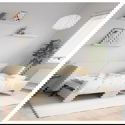 VidaXL Dnevni krevet na razvlačenje krem 80 x 200 cm od tkanine Slike