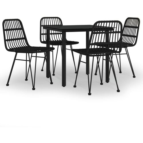  5-dijelni vrtni blagovaonski set od poliratana crni Crna Dužina stola 80 cm Slike