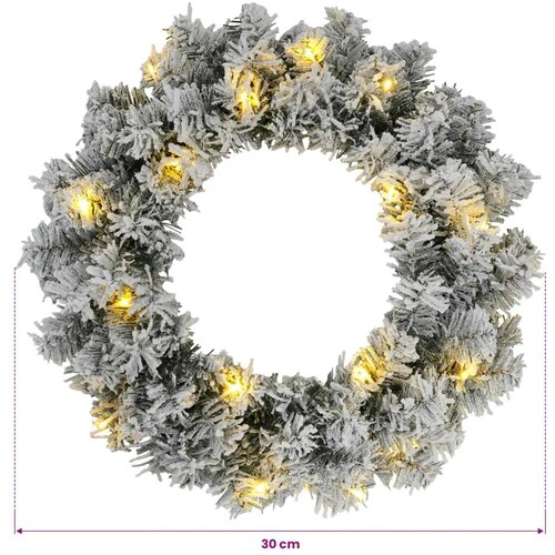  Božićni vijenac Zelena i bijela &amp;Oslash; 30 cm PVC 25 LED lampica - Bijela 30 cm s LED svjetlima Slike