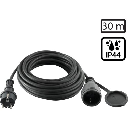 Home Produžni strujni kabl, gumirani, 1 utičnica, 30 m, H05RR-F - NV 5-30/G, Crni Cijene