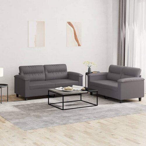 VidaXL 2-dijelni set sofa s jastucima sivi od umjetne kože Slike