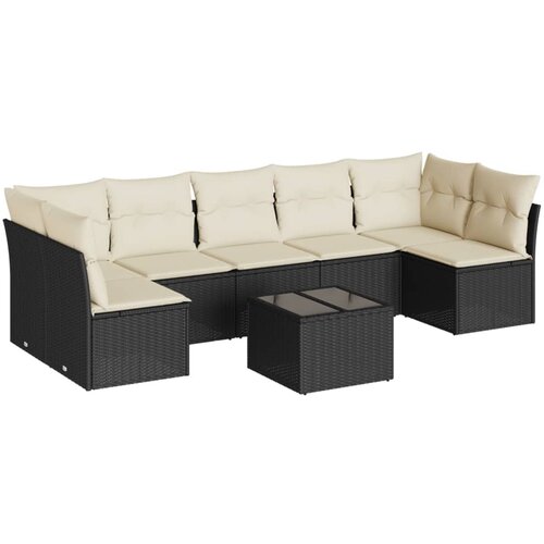  8-dijelni set vrtnih sofa od poliratana s jastucima crni Slike