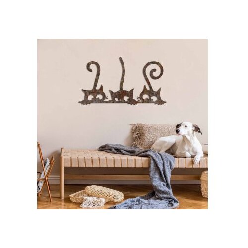 Wallxpert Zidna dekoracija Rusty Cats 1, 33x60 cm, Smeđa Slike