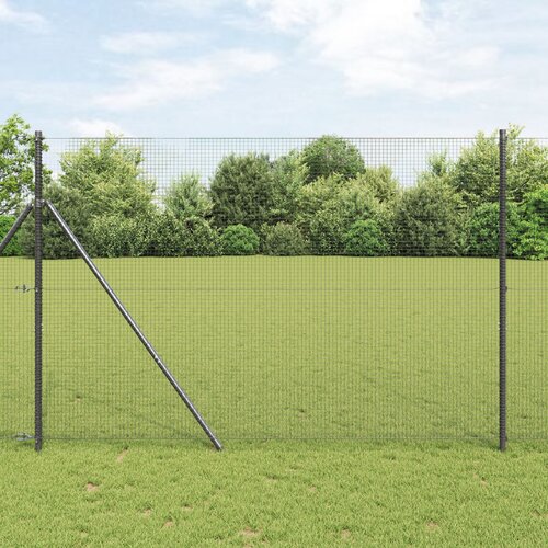 VidaXL Zavarena žičana ograda s 13 stupova Siva 1.4x50 m Čelik Slike