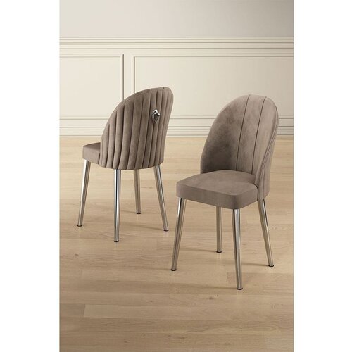 Hanah home Mara - Cappuccino, Chrome CappuccinoChrome Chair Set (4 Pieces) Cene