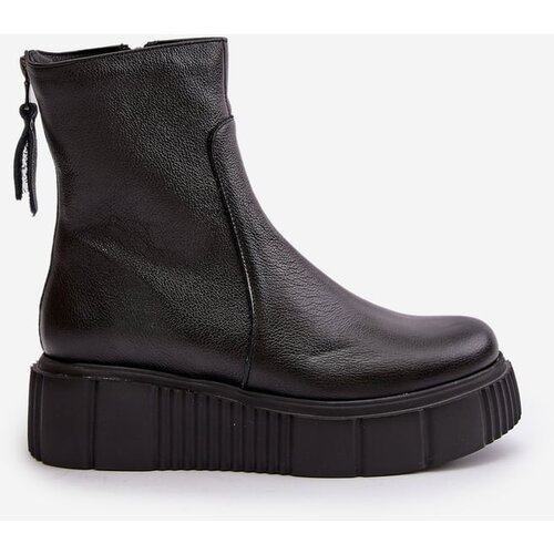 Kesi Zazoo Women's leather ankle boots on platform black Cene