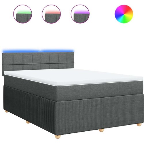 VidaXL Krevet s oprugama i madracem tamnosivi 140x190 cm od tkanine Slike