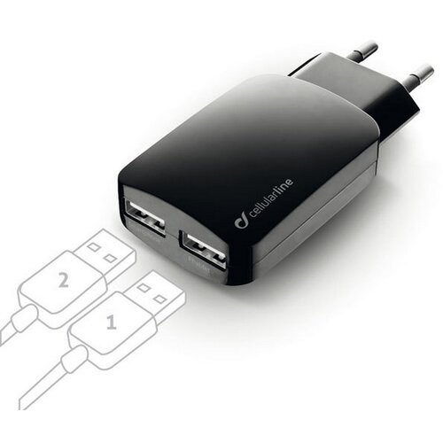 Cellular Line Kućni punjač Dual 15W, 2x USB-A, crni Cene