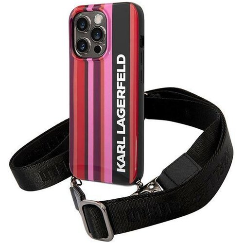  maska karl lagerfeld iphone 14 pro color stripes strap pink Slike