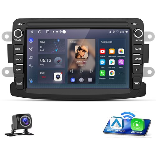 JUNSUN 7" Avtoradio Android 13 s CarPlay za Renault Dacia Duster Sandero Lada | GPS Navigacija, Wi-Fi, Bluetooth, DAB+, SWC, USB,FM,64GB, (22127983) Cene