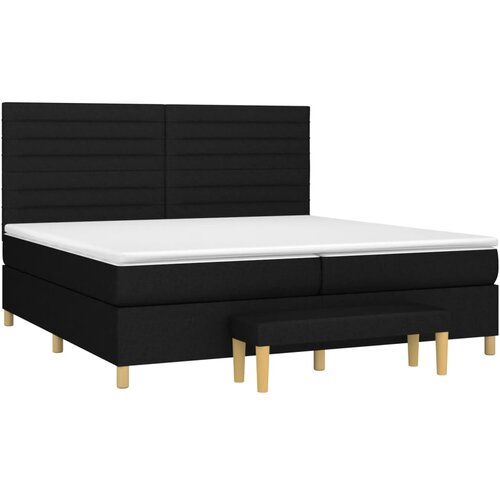  Krevet s oprugama i madracem crni 200x200 cm od tkanine Slike