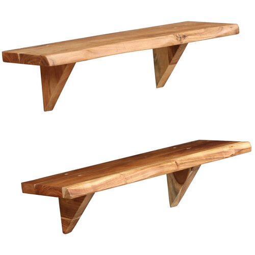 VidaXL Stenske police 2 kosa 60x20x16 cm trden akacijev les Slike