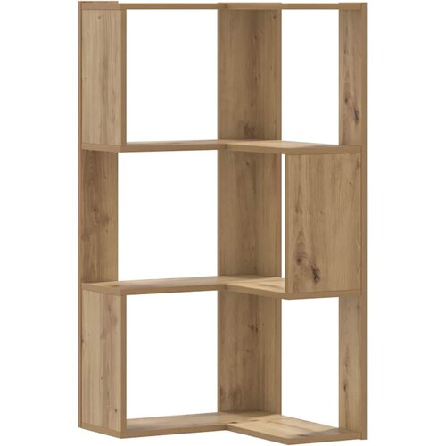  Kutni regal z knjige 3 razine artisian hrast 50x50x102cm drveni Slike