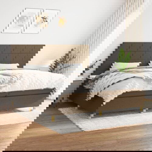  The Living Store Box spring postelja z vzmetnico temno rjav 200x200 cm blago - Box Spring Postelja, (21450010) Slike