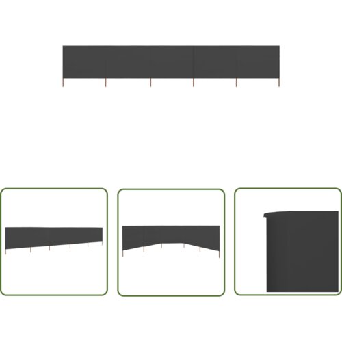  The Living Store 5-panelni vetrobran tkanina 600x80 cm antraciten - Vetrobran, (21742480) Cene