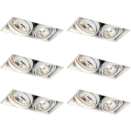 QAZQA Komplet 6 vgradnih reflektorjev belih GU10 50mm 2-Light Trimless - Oneon Cene