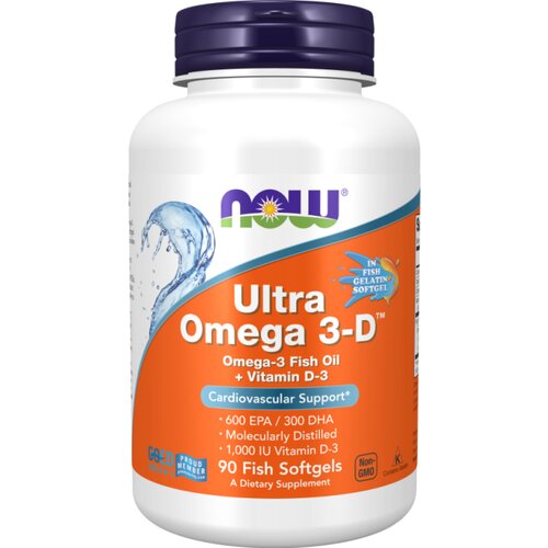 Now Foods Omega 3 Ultra z vitaminom D3 NOW, 1000mg (90 mehkih kapsul) Cene