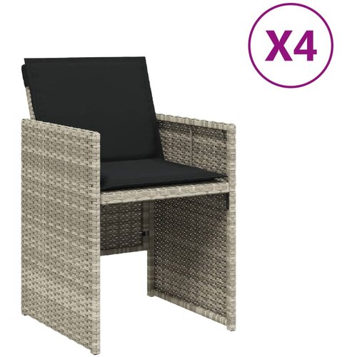 Maison Chic Vrtni stoli - Stol za vrt z blazinami 4 kosi svetlo siv poli ratan JS2299, (21876571) Slike