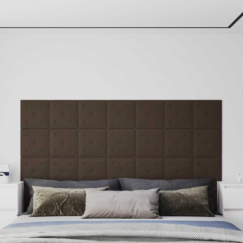  Zidna uzglavlja 12 pcs Smeđa 30 x 30 cm Lažna koža Cijene