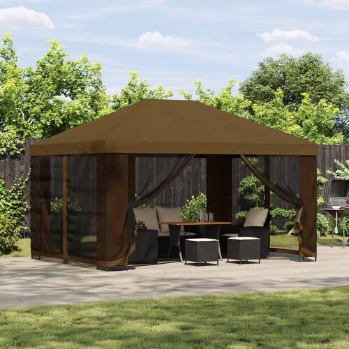  Vrtna sjenica sa stranicama 4 &times; 3 m Sivosmeđa Poliester i čelik Cijene