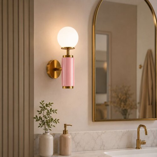 Opviq zidna lampa Moira-20201-H, 1 &amp;times; E27, roze Slike