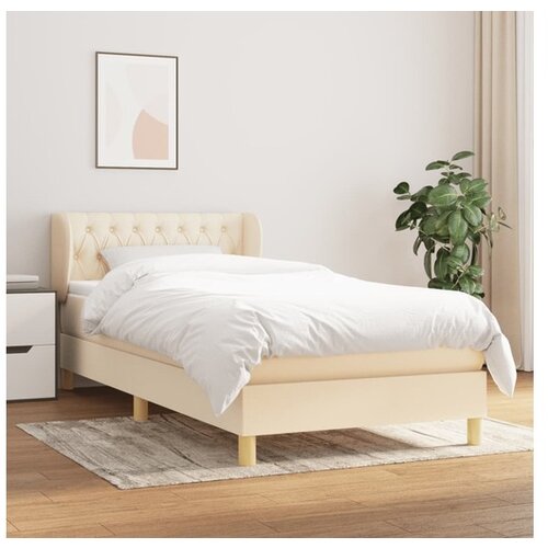 vidaXL Box spring postelja z vzmetnico krem 90x190 cm blago Cene