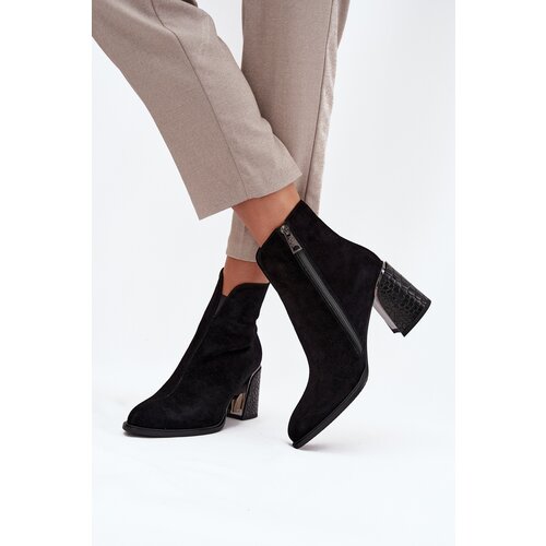 VINCEZA Suede Women's Block Heel Boots with Embossing Lined Cijene