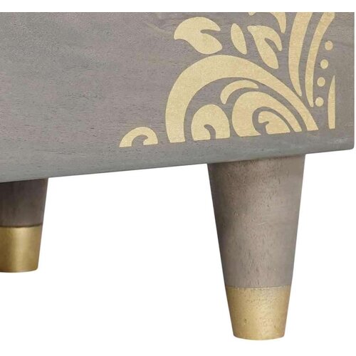 VidaXL Nočna omarica s predalom Siva 50 x 33 x 62 cm trden mangov les Slike
