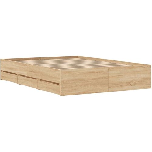 VidaXL Okvir za krevet s ladicama boja hrasta 120x190 cm drveni Slike