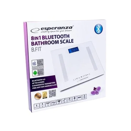 Kućna vaga ESPERANZA 8in1 bluetooth scale BESTFIT white, EBS016W