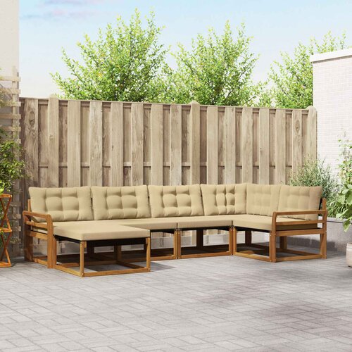 Set vanjskih sofa 6 kom. Prirodna i bež Čvrsto drvo akacije Smeđa 329 x 170,5 x 73 cm Cijene