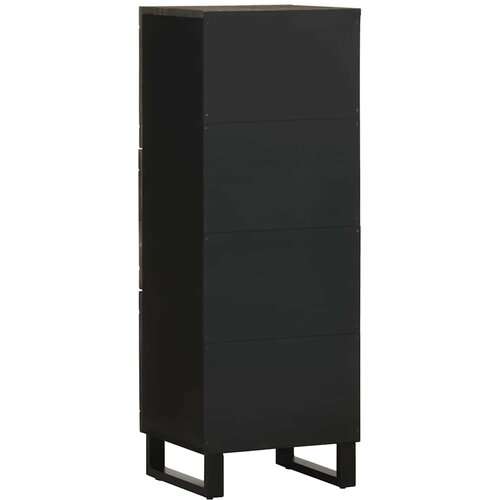  Visoka komoda crna 40 x 33 x 110 cm od masivnog drva manga Slike