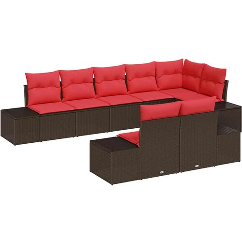 vidaXL Vrtna sedežna garnitura 8 pcs Rjava in rdeča 319 x 154 x 85 cm, (5000020386) Cene