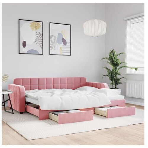 vidaXL Izvlečna dnevna postelja s predali roza 80x200 cm žam Cene