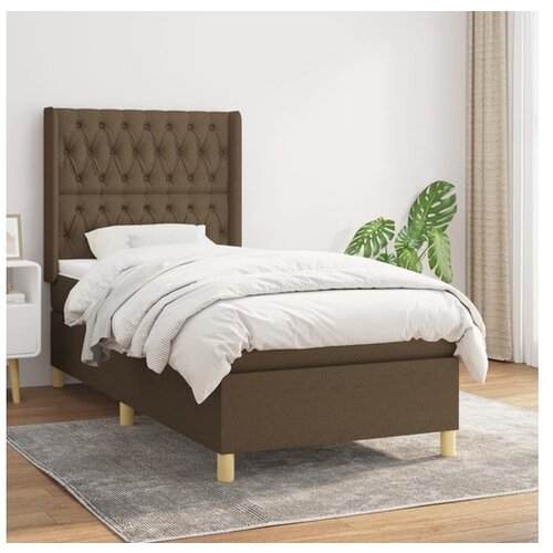 vidaXL Box spring postelja z vzmetnico temno rjav 90x190 cm Cene