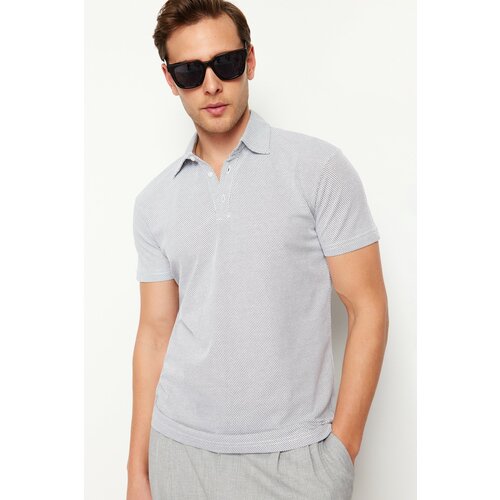 Trendyol White Men's Regular/Normal Cut Textured Polo Collar T-shirt Cene