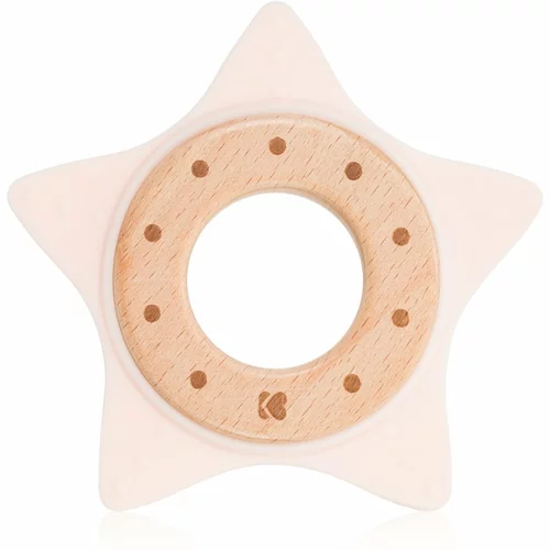 Kikka Boo Silicone and Wood Teether Star grickalica za bebe Pink 1 kom