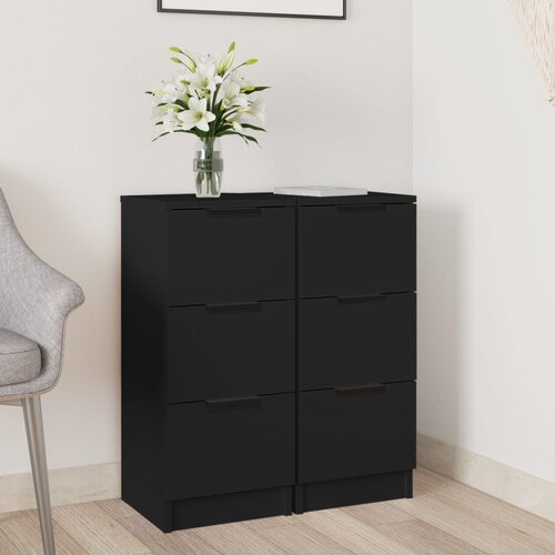 VidaXL Komode 2 kom crne 30 x 30 x 70 cm od konstruiranog drva Slike