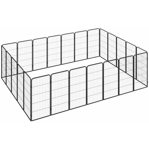  Ograda za pse s 24 panela crna 50 x 100 cm čelik obložen prahom