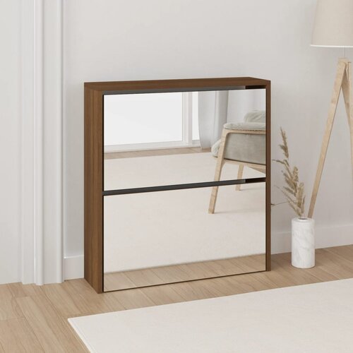 The Living Store Omarica za čevlje z ogledalom 2-nadstropna 63x17x67 cm - Omarica Za Čevlje, (21433889) Slike
