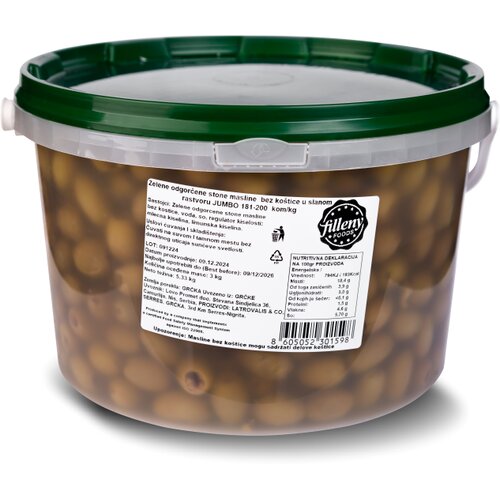 FILLENY FOODS Masline zelene bez ko&scaron;tice, 3kg Cene