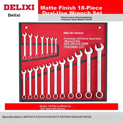  Delixi Set kombinovanih ključeva, 8-32mm, 18 komada Slike