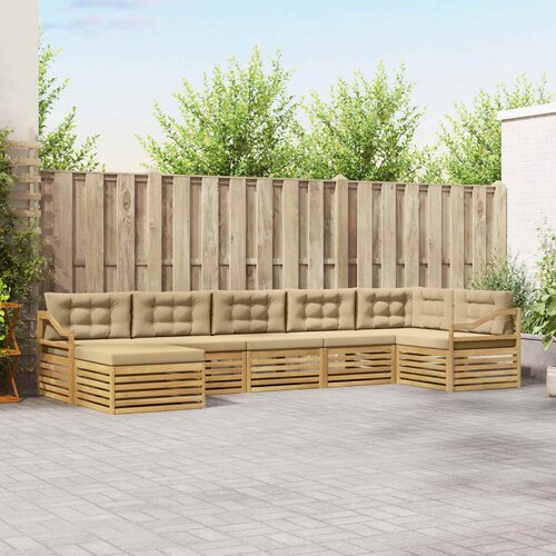  Set vanjskih sofa 7 pcs Bijela i bež Cene