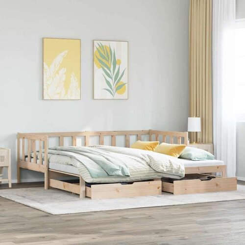 VidaXL Dnevni krevet na razvlačenje s ladicama bez madraca 90x200 cm Slike