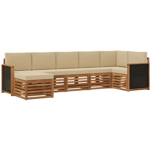 vidaXL Kotna sedežna garnitura z blazino 6 pcs Naravna, (5000283331) Cene