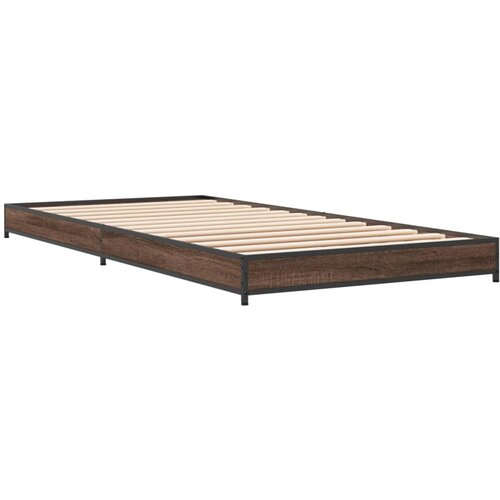 VidaXL Okvir za krevet smeđi hrast 75x190 cm konstruirano drvo i metal Slike