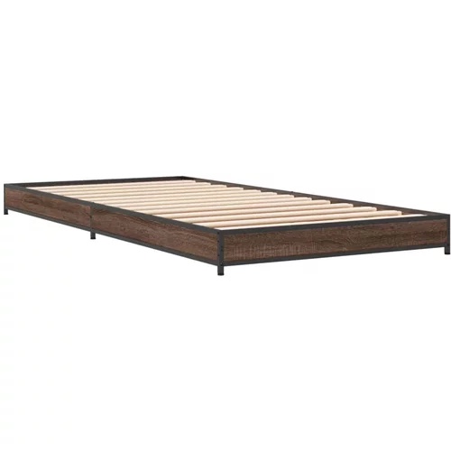 vidaXL Okvir za krevet smeđi hrast 75x190 cm konstruirano drvo i metal