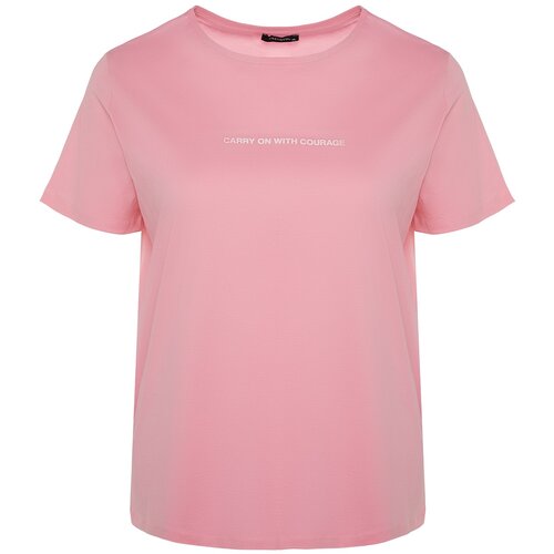 Trendyol Curve Plus Size T-Shirt - Pink - Relaxed fit Slike