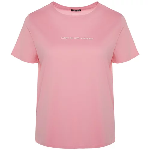 Trendyol Curve Plus Size T-Shirt - Pink - Relaxed fit
