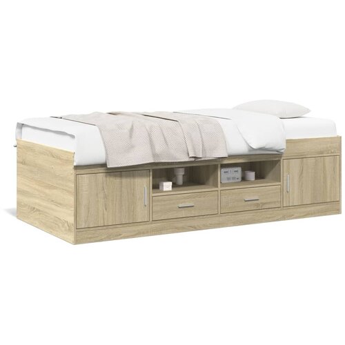 VidaXL Dnevna postelja s predali sonoma hrast 100x200 cm inž. les Slike